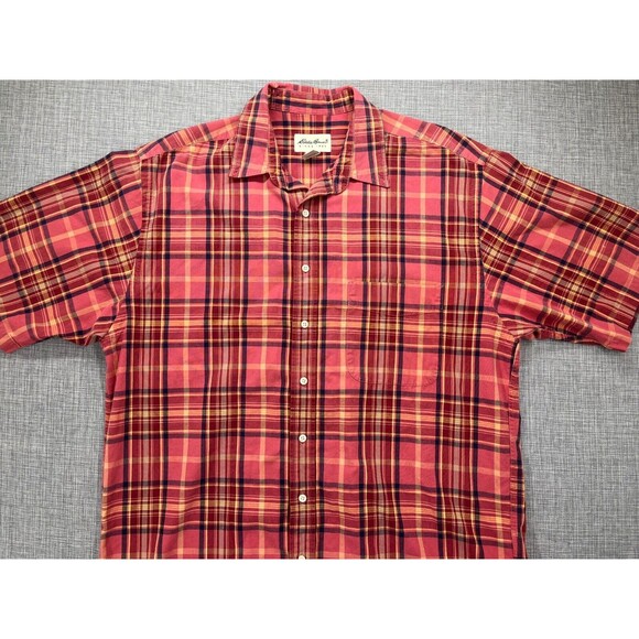 Vintage Eddie Bauer Button Down Men's Large Plaid Pocket 100% Cotton - Picture 9 of 16